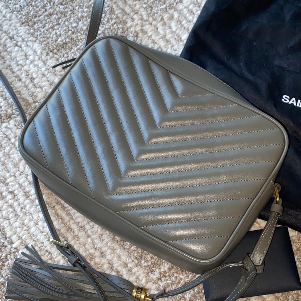 Saint Laurent Charcoal Quilted Crossbody Bag - Picture 5 of 5